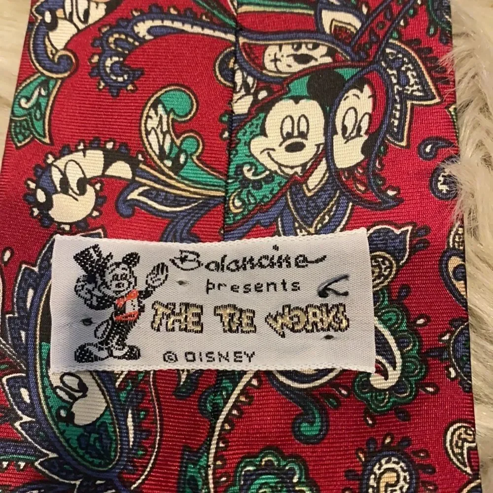 Vintage Disney Mickey Mouse Silk Paisley Tie